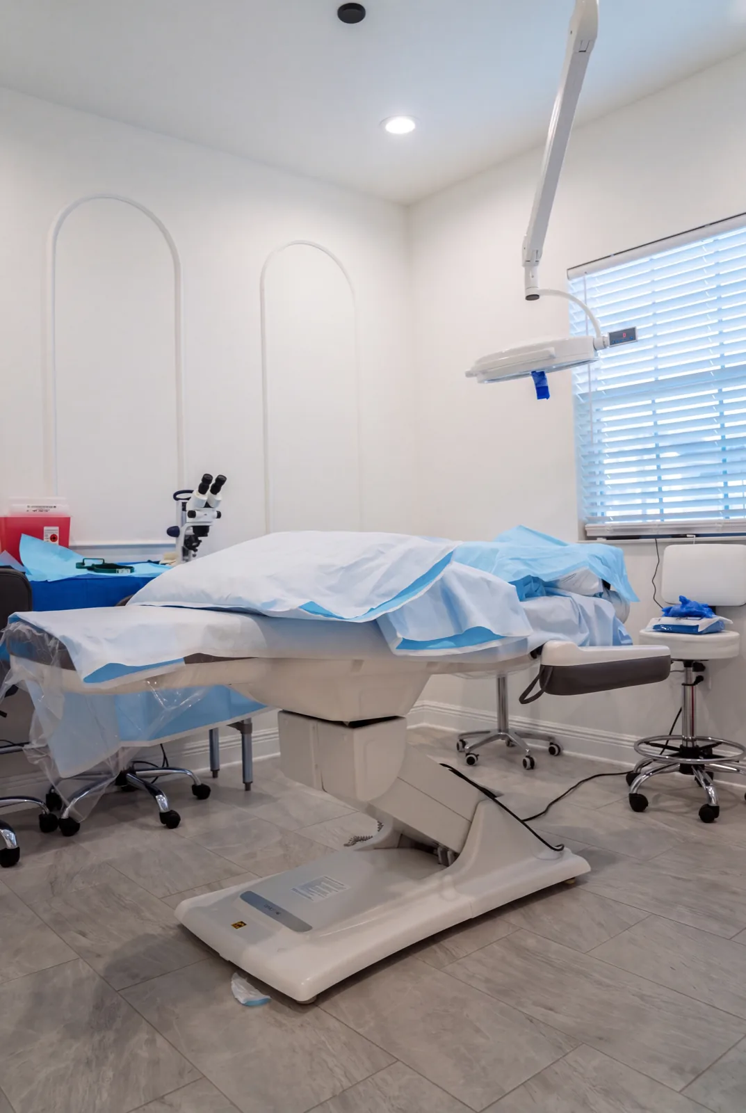 Our procedure room in Tampa, draped and prepared before a session